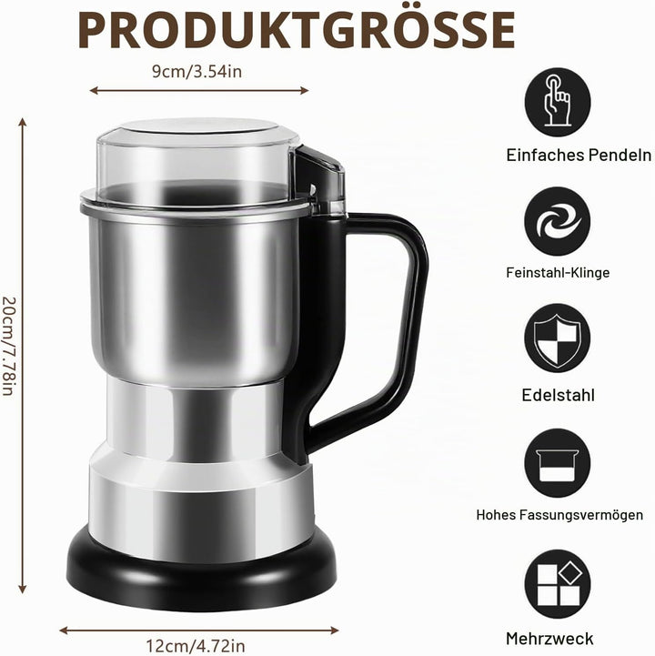 Getreidemühle Multifunktionale 500ml, 300W Edelstahl Gewürzmühle Ultrafeine Kaffeemühle, Elektrische