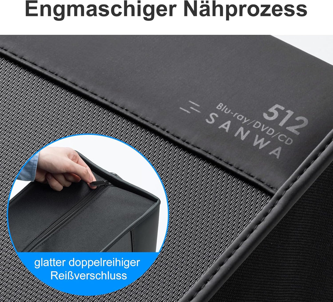 SANWA CD Tasche, 240 Kapazität DVD Blu-ray Mappe zur Aufbewahrung, Hartschale Film Medien CD Hüllen