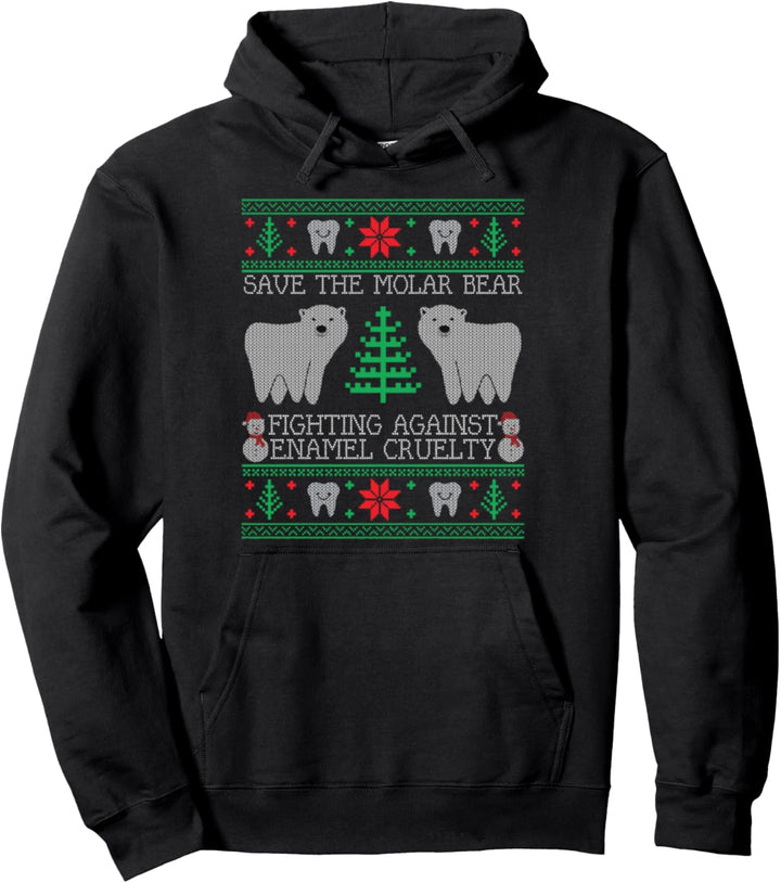 Save the Molar Bear Dental Dentist Ugly Christmas Sweater Pullover Hoodie