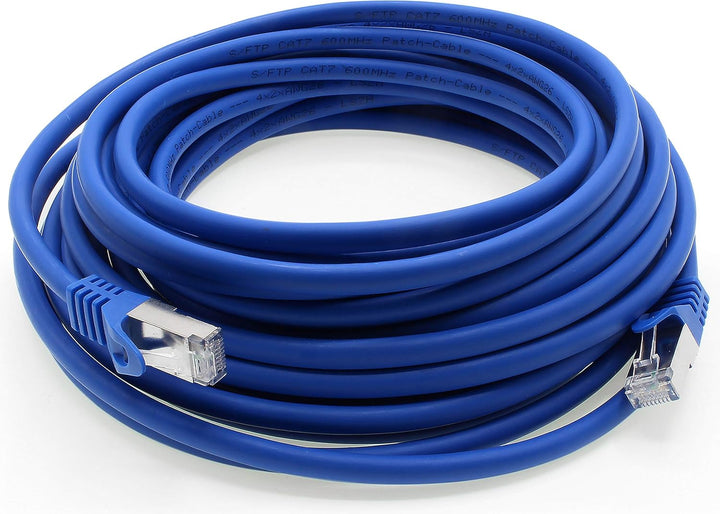 1aTTack.de 5,0m - blau - 10 Stück CAT.7 Netzwerkkabel Patchkabel SFTP PIMF LSZH Gigabit Lan Kabel 10