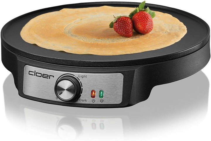 Cloer 6620 Crêpes-Maker, für süsse oder herzhafte Crepes mit 29 cm Ø, 1200 W, Antihaftbeschichtung,