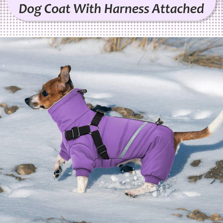 Wasserdichter Hundemantel, Hundejacke mit Geschirr, Wintermantel Hund für kleine Mittel Grosse Hunde