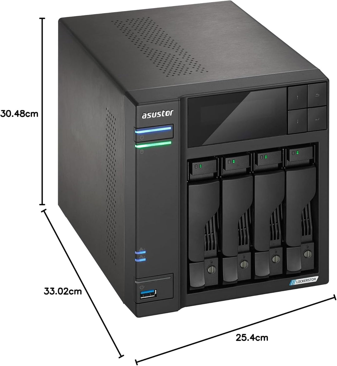 Asustor Lockerstor 4 Gen2+ AS6704T v2 4 Bay NAS Storage, Intel Quad-Core 2.0GHz CPU, Dual 5GbE Ports