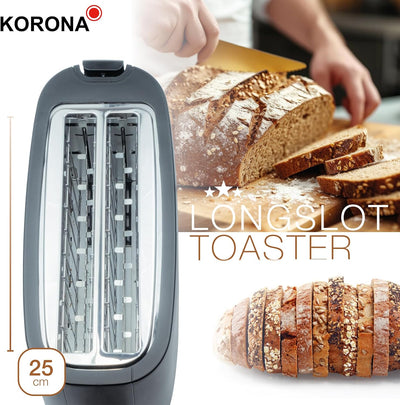 Korona 21060 Toaster 4 Scheiben | Langschlitz | einstellbarer Röstgrad | Auftauen | Rösten | Aufwärm