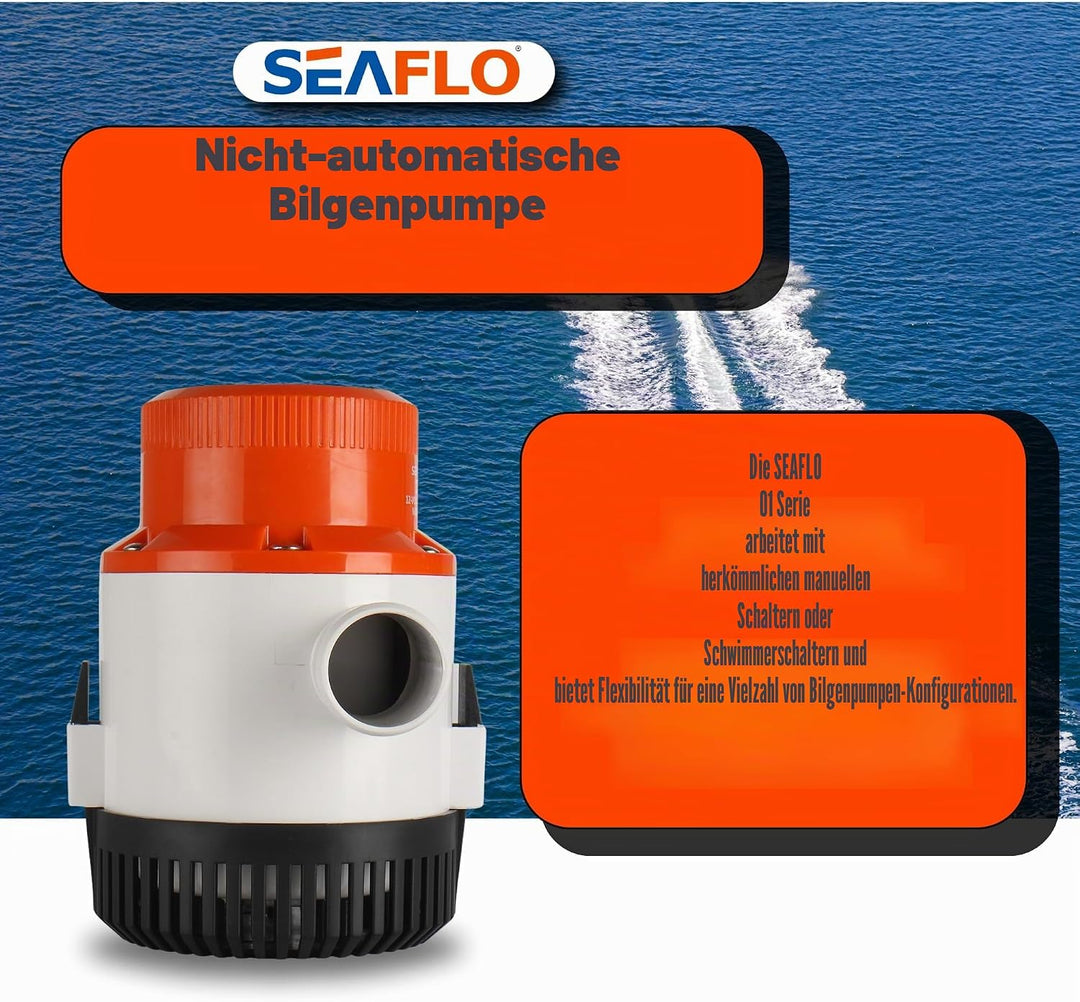 SEAFLO 01-Serie 4700GPH Bilgepumpe – 12 V Marine Tauchpumpe mit Anti-Irlock-Schutz, 4 Jahre Garantie