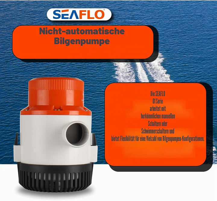 SEAFLO 01-Serie 4700GPH Bilgepumpe – 12 V Marine Tauchpumpe mit Anti-Irlock-Schutz, 4 Jahre Garantie