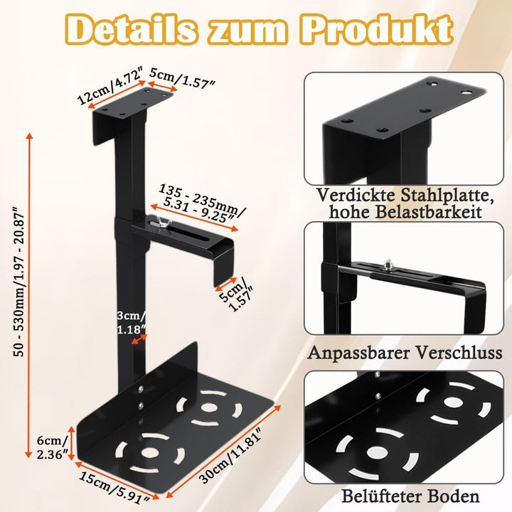 PC Halterung Unter Schreibtisch, PC Halterung für Untertisch, Carbonstahl Computer Aufhängung Halter
