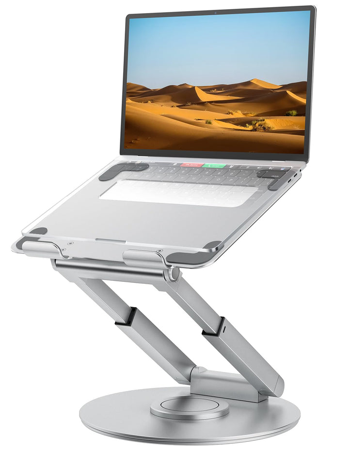 Laptop Ständer Höhenverstellbar mit 360° Drehbarer Basis, Ergonomisch Laptopständer, Laptop Erhoehun