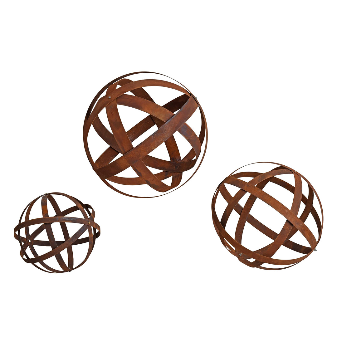 ESTEXO Edelrost Dekokugel Rostkugel Gartenkugel Kugel Metallband Bandeisen Gartendeko Rost Metall (3
