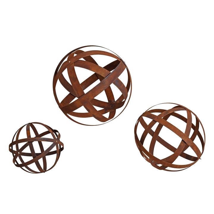 ESTEXO Edelrost Dekokugel Rostkugel Gartenkugel Kugel Metallband Bandeisen Gartendeko Rost Metall (3