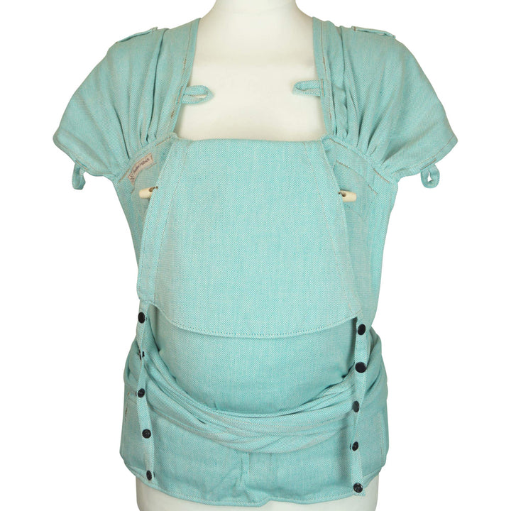 Fräulein Hübsch WrapCon Babysize in Aqua ab Geburt bis Kleinkindalter (50/56 – 80/86 cm) - Anhock-Sp