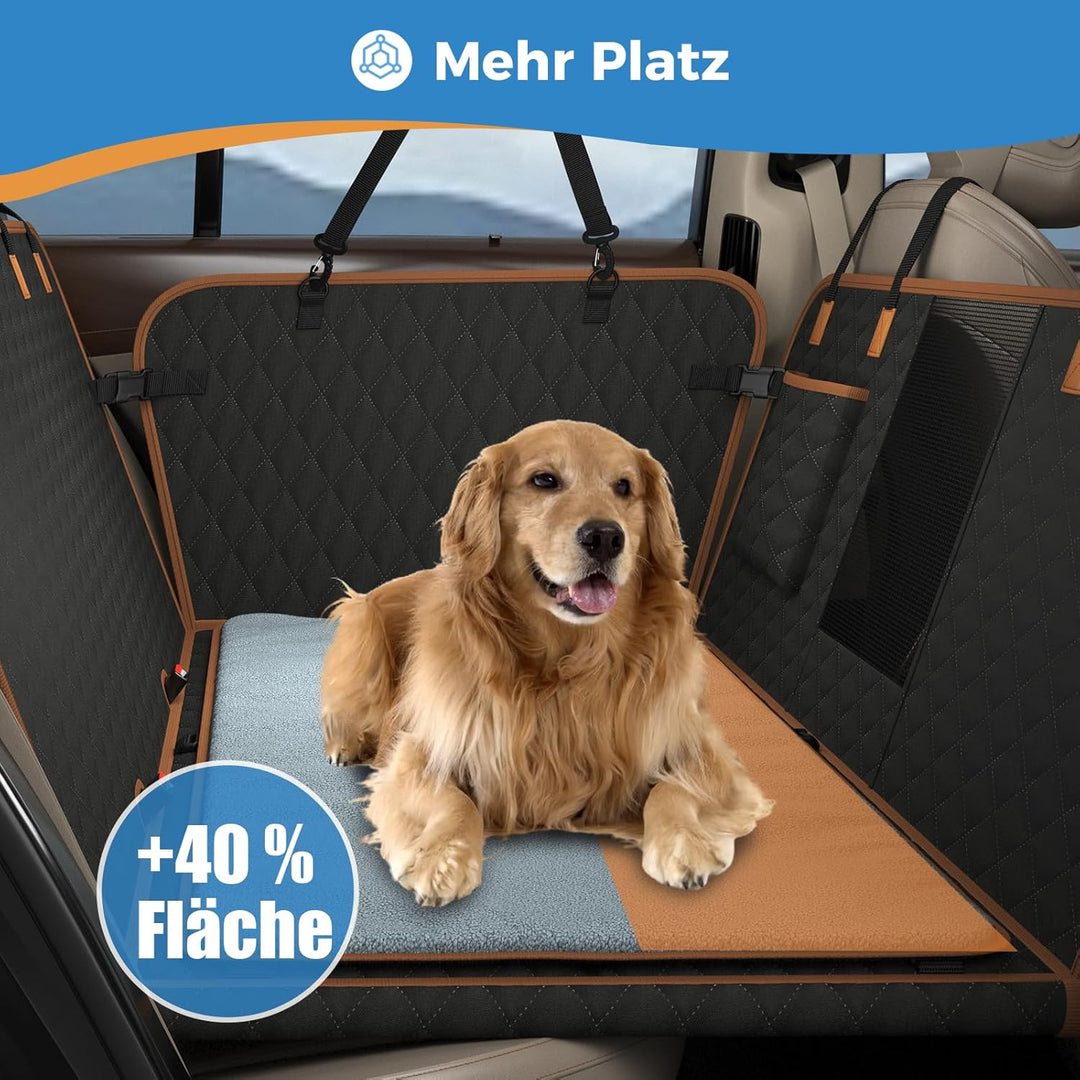 Hundedecke Auto-Rücksitz mit Grauer Weicher Zusatzdecke, Wasserdicht, Kratzfest Hund Auto-Rücksitz m