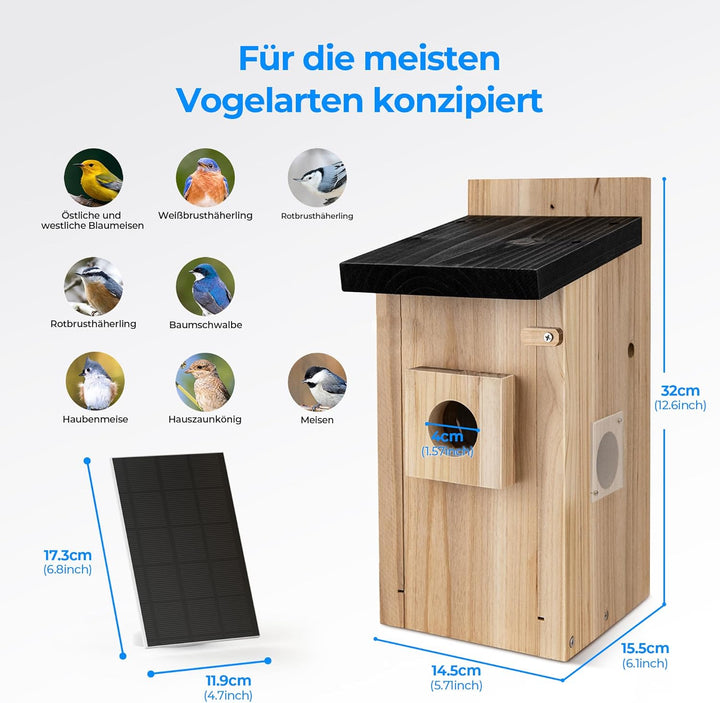 Vogelhaus mit Kamera - 400W Pixel Nistkasten mit Kamera zur Echtzeit-Beobachtung des Nestbau- und Br