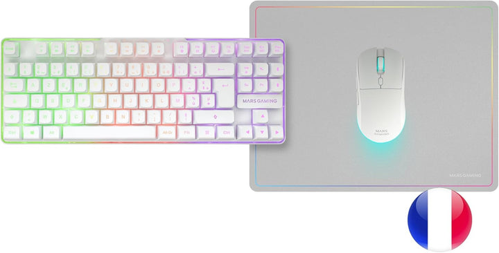 Mars Gaming MCPWTKL, Kabelloses Gaming-Combo, DualPro Link 2.4GPRO-Technologie, TKL FRGB Rainbow Tas