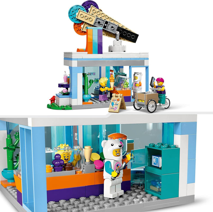 LEGO 60363 City Eisdiele, Spielzeug-Laden für Kinder ab 6 Jahren, Set mit 3 Minifiguren mit lustigem