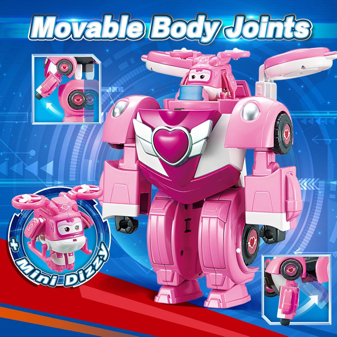 Super Wings Super Robot Suit Dizzy, ca. 18 cm grosse verwandelbare Spiel-Figur, 2-in-1 Roboter Anzug