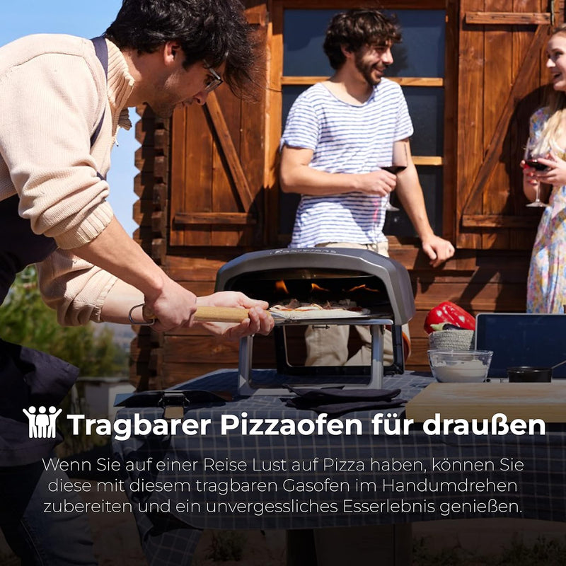 MasterPro Pizza Oven | Pizzaofen | Tragbarer Gasofen mit Schnellbackfunktion bis zu 500ºC | Pizzen i