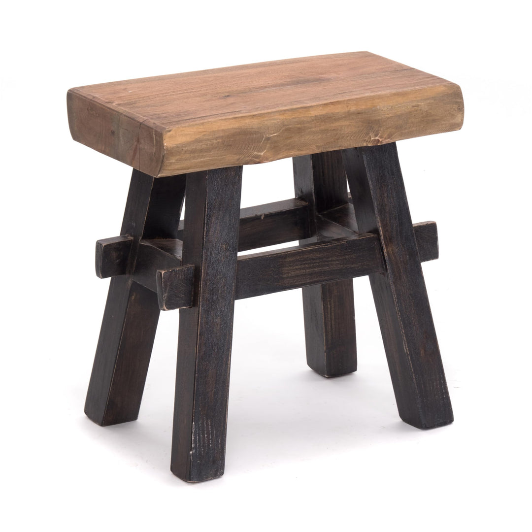 DESIGN DELIGHTS RUSTIKALER Holz HOCKER Vintage 40" | Recycling Hartholz, 43x45x27 cm (HxBxT) | Sitzh