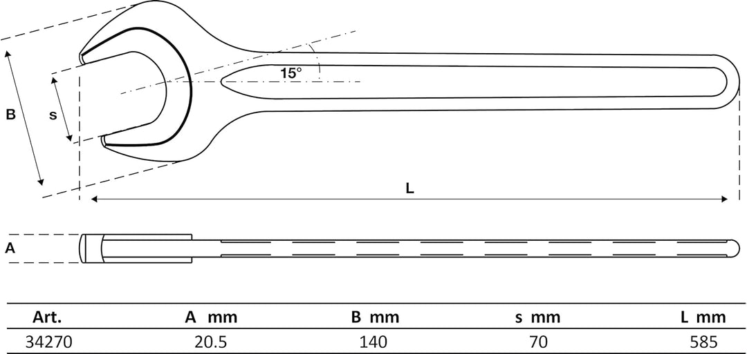 BGS 34270 | Einmaulschlüssel | SW 70 mm Schlüsselweite: 70 mm, Schlüsselweite: 70 mm