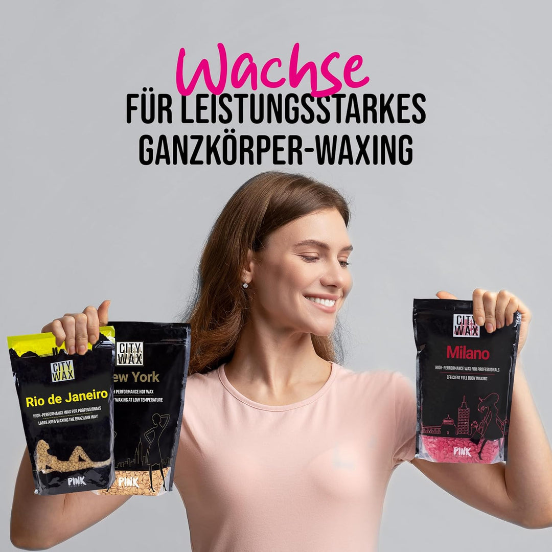PINK Cosmetics - CITY WAX Milano 1 kg - Profi-Waxing ohne Vliesstreifen - Wachsperlen zur schnellen