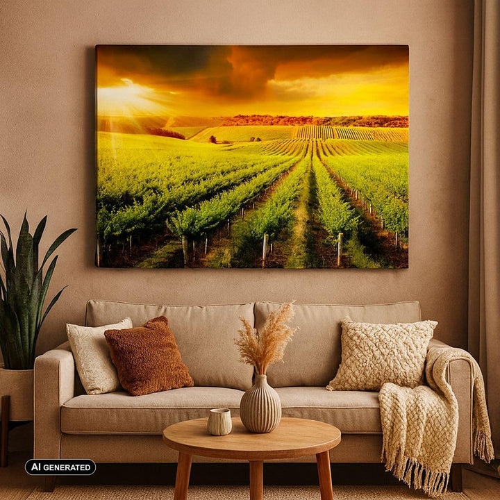 ARTTOR Bilder auf Leinwand 100x70cm Leinwandbild Land Weingut Pflanzung Gross Wanddeko Bild Schlafzi