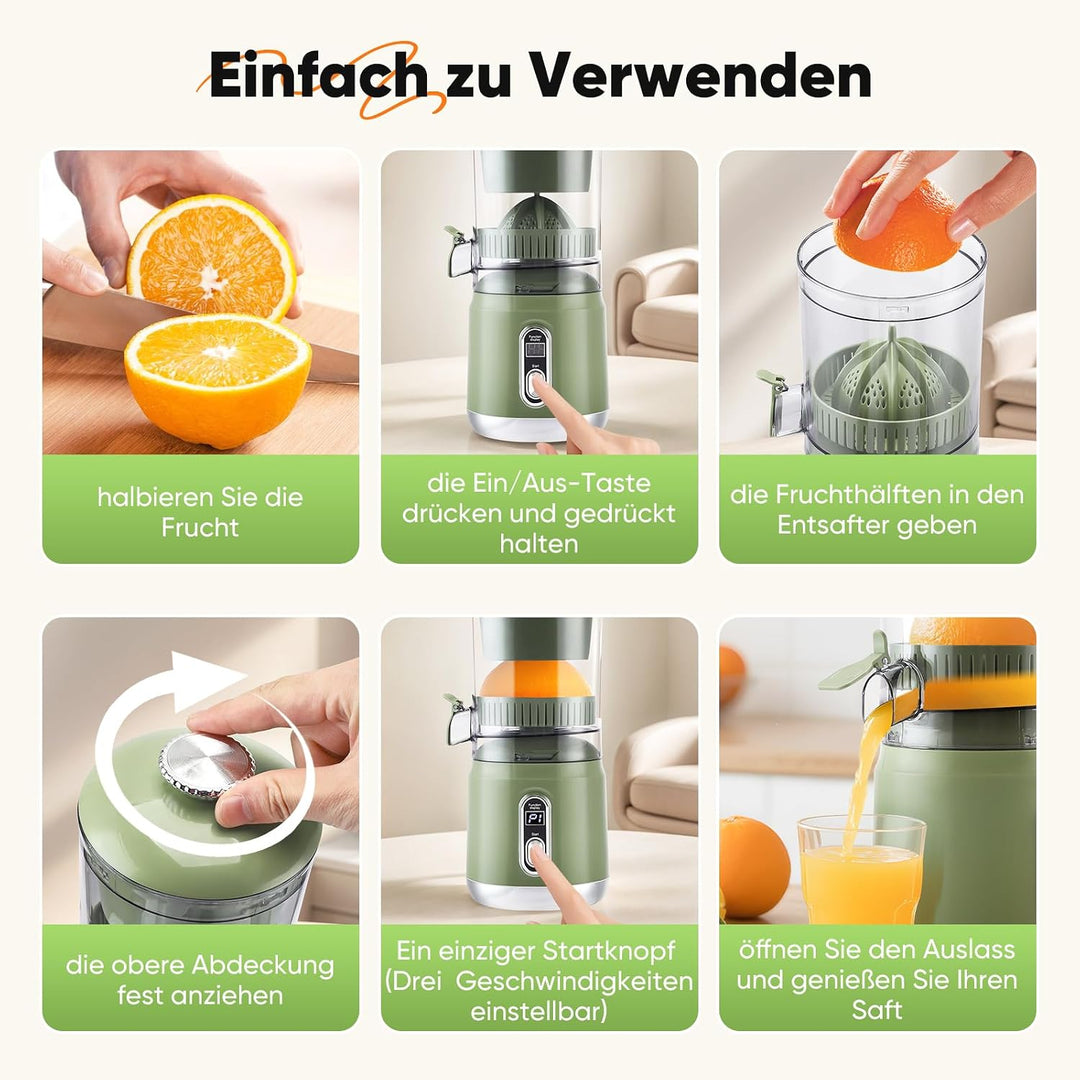 Kabelloser Entsafter, 110mm Slow Juicer Saftpresse für Obst