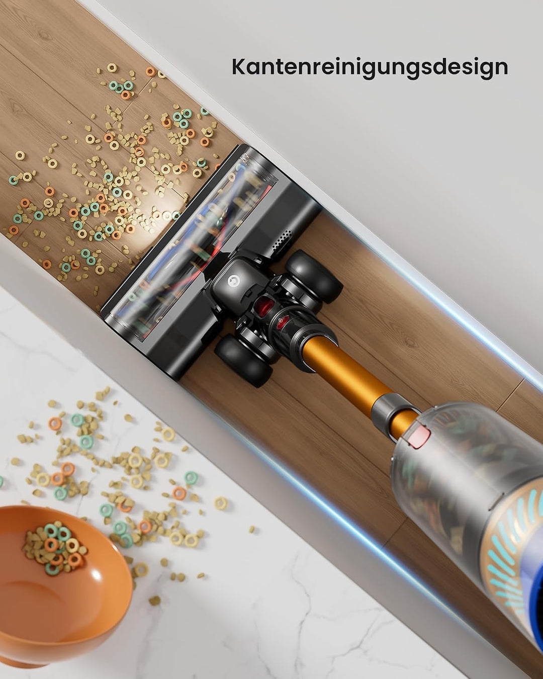 CHEBIO Akku Staubsauger mit DREI Saugmodi, 65KPA/650W/70Mins Staubsauger Kabellos mit LED Touchscree