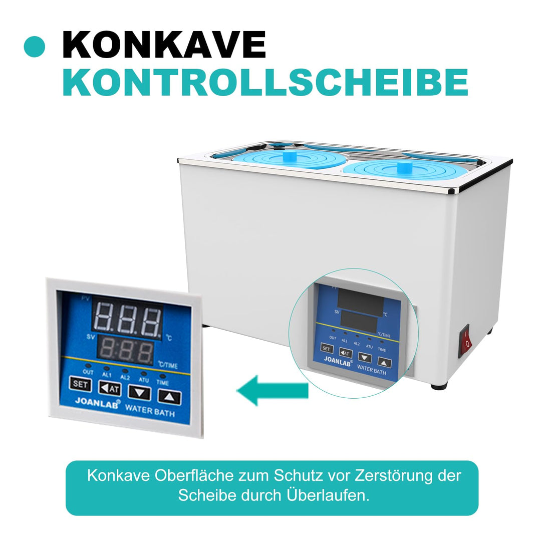 JOANLAB Laborwasserbad 6L - Einzelöffnung, Edelstahl - Präzises Thermostat ±0,1°C,600W- Timer 0-99 M