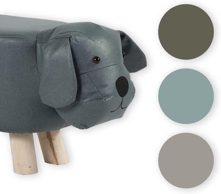 colourliving Tierhocker Hund Kinderhocker Tier Hocker Holz Kinder Sitzhocker Hund (blau-grau), Blau-