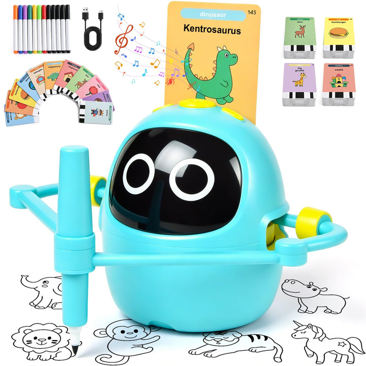 Zeichenroboter für Kinder, 220 Lernkarten mit Sprachführung Montessori Malzeug Mädchen &amp; Jungen 3-8
