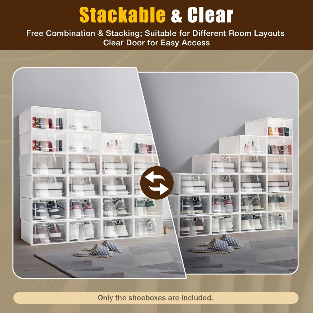 awolsrgiop 24X Transparent Schuhbox, Schuhboxen Stapelbar, Plastik Schuhkarton Schuhaufbewahrung, Sc