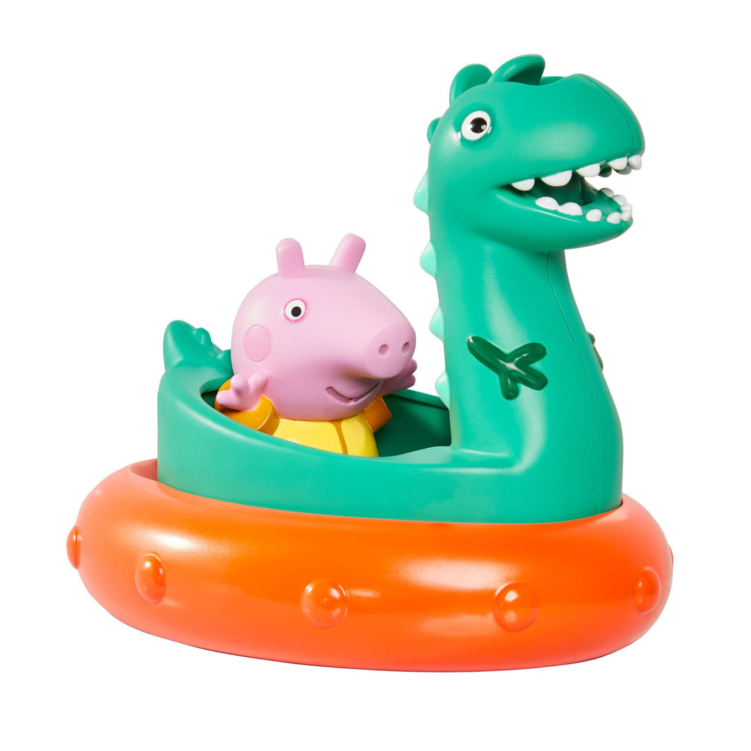 TOMY Toomies George & Dinosaurier Badeinsel, Baby-Badespielzeug, spassiges Bade-Accessoire und Wasse