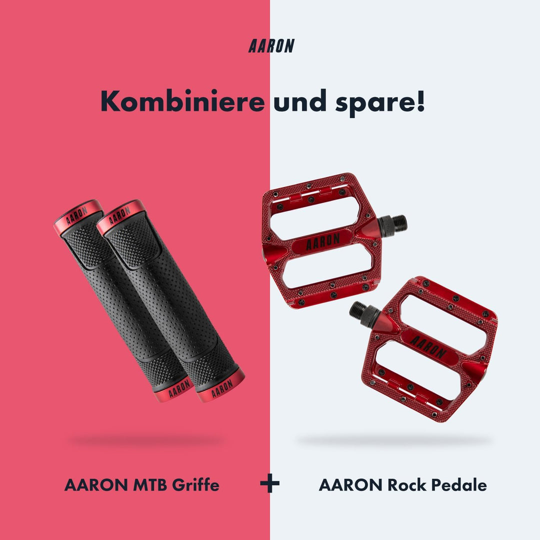 AARON MTB Fahrradgriffe mit Gel Auflagefläche - Lenkergriffe aus rutschfestem Gummi inkl. Lenkerendk