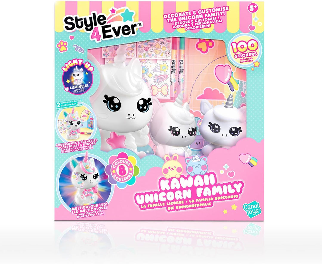 Canal Toys - Style 4 Ever OFG 287- DIY Einhorn Familie LED Light Up, Dekorieren Sie Ihre Figur mit M