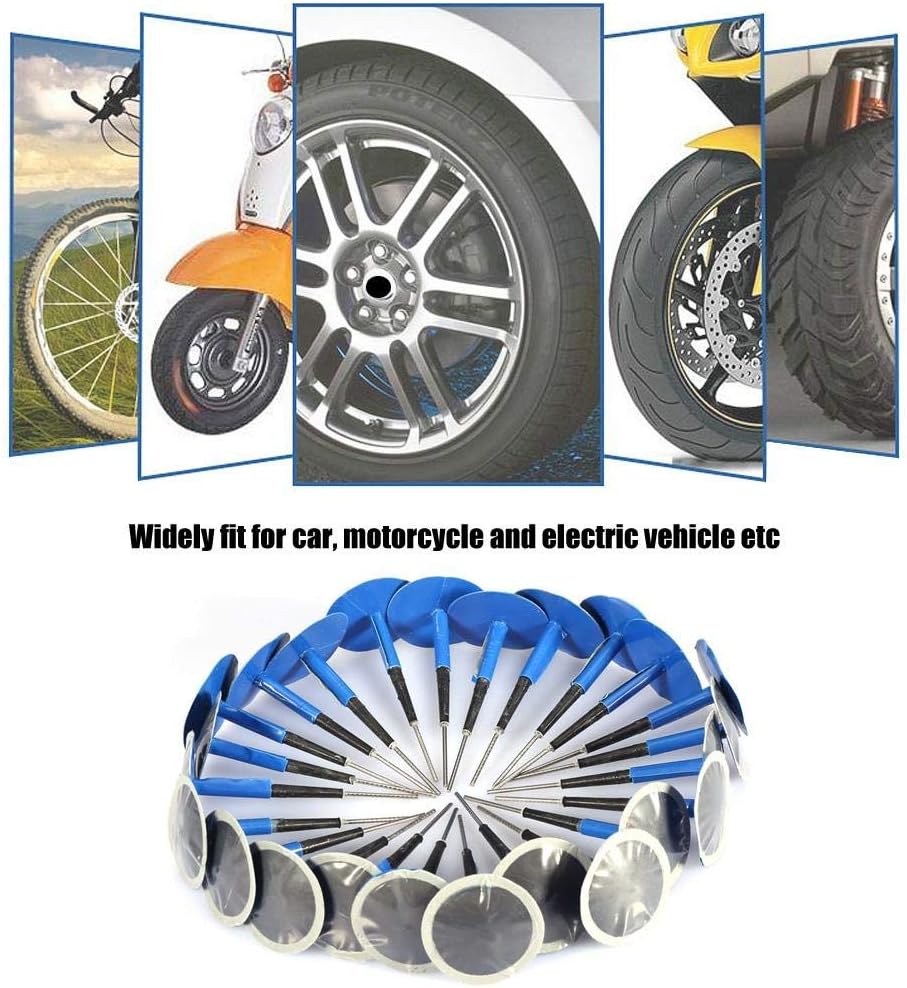 EVGATSAUTO Reifenstopfen Patch Gum, 24 Stück Auto Motorrad Universal Tubeless Rubber Blue Reifenpunk