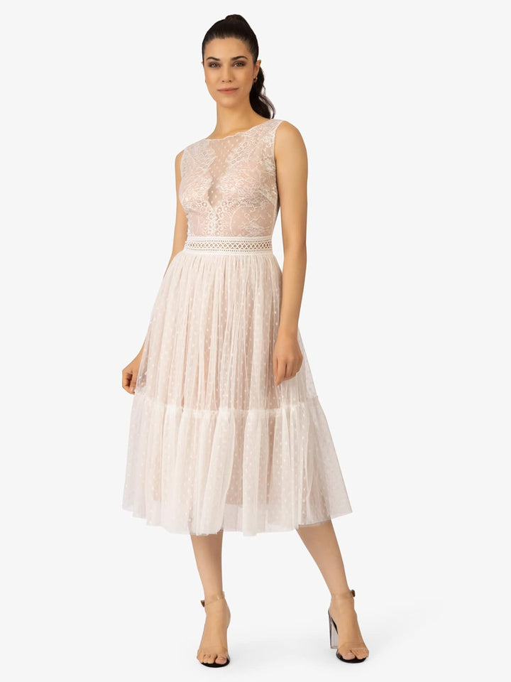 Damen Kleid Dress 40 Creme, 40 Creme