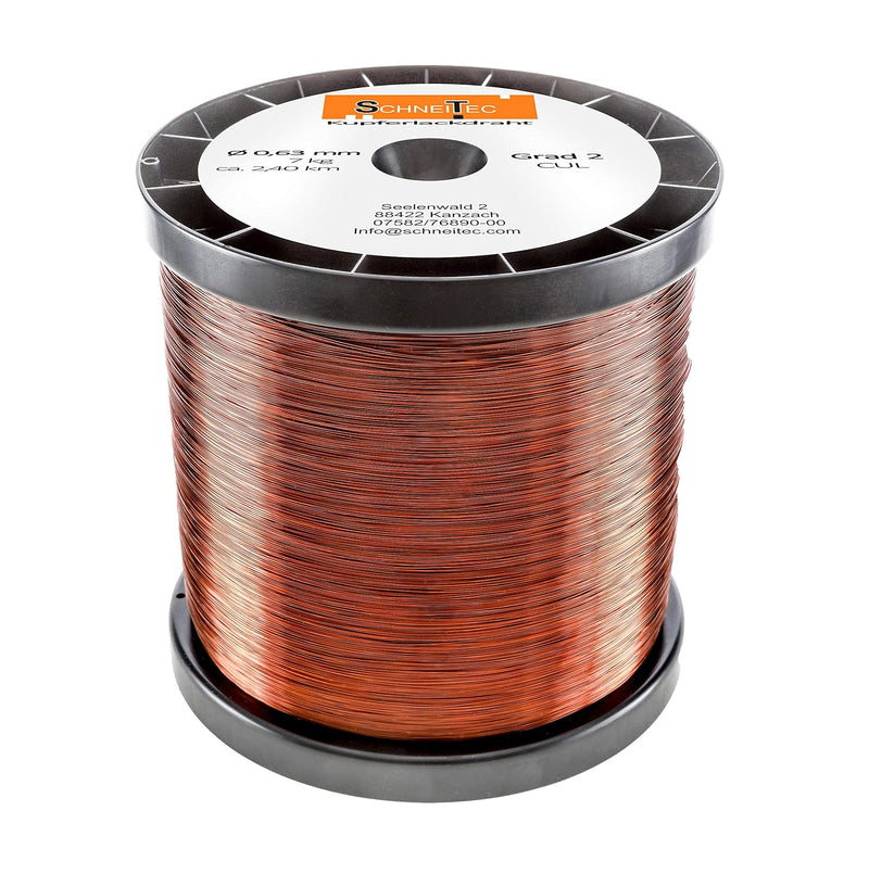 Kupferlackdraht W210 Ø 0,63 mm 7 kg CU Lackdraht Grad 2 CUL Kupferdraht Gewicht 7 Kilogramm Durchmes