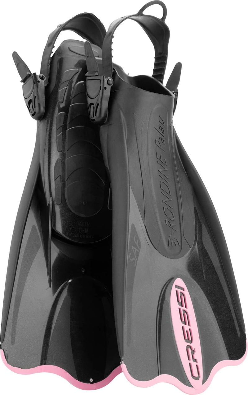 Cressi Palau Saf Fins Einstellbare Kurze Flossen zum Schwimmen und Schnorcheln Schwarz/Rosa XS-S, Sc