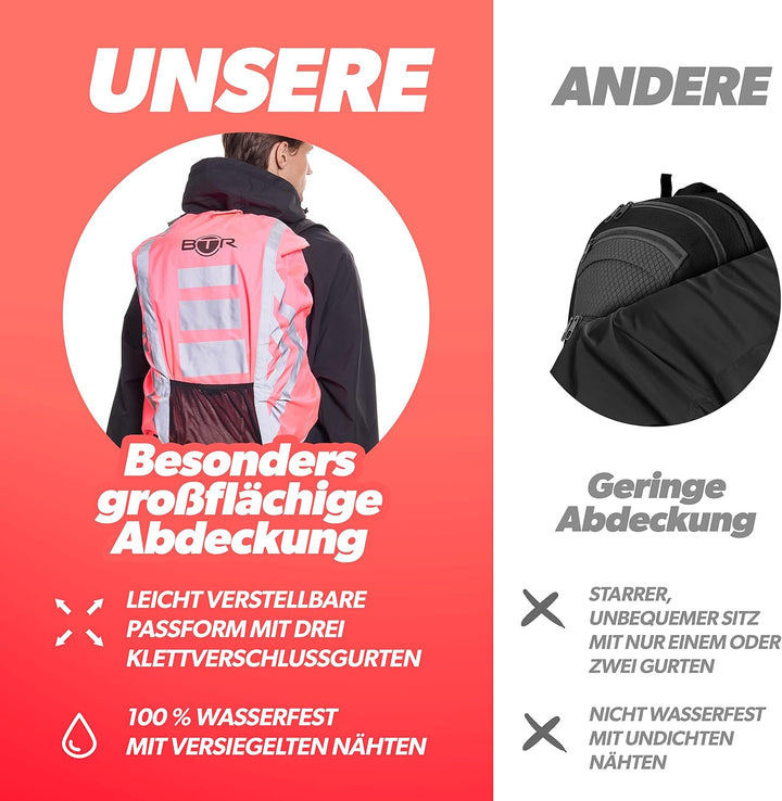 BTR Wasserfester Regenschutz für den Rucksack, Regenschutz für Schulranzen Rosa Grösse (57cm x 47cm)