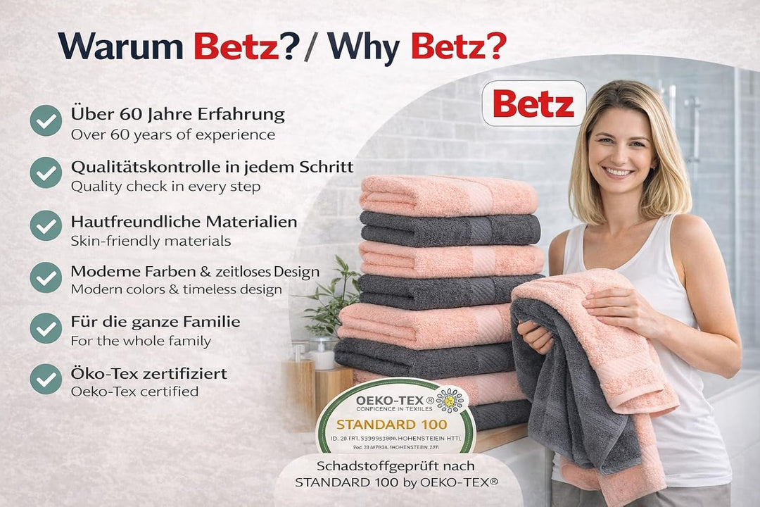 Betz Palermo Handtuch-Set – 6er Handtücher-Set - 2X Liegetücher - 4X Handtücher - 50x100 cm - anthra