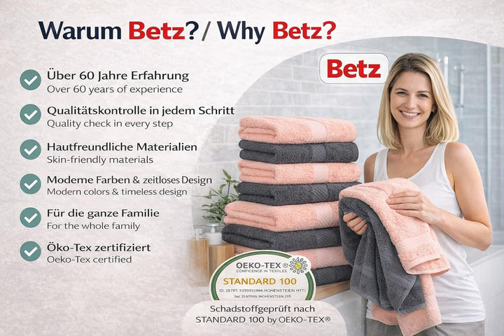 Betz Palermo Handtuch-Set – 6er Handtücher-Set - 2X Liegetücher - 4X Handtücher - 50x100 cm - anthra