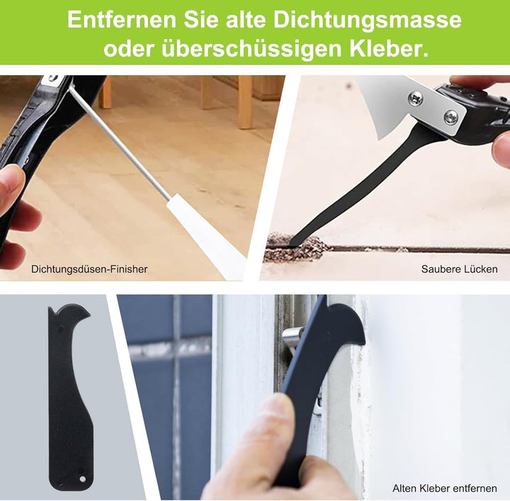 Silikonentferner, Silikon Abzieher Werkzeug Set 5 in 1 Fugenkratzer 6 Auswechselbar Silikonpads Dich