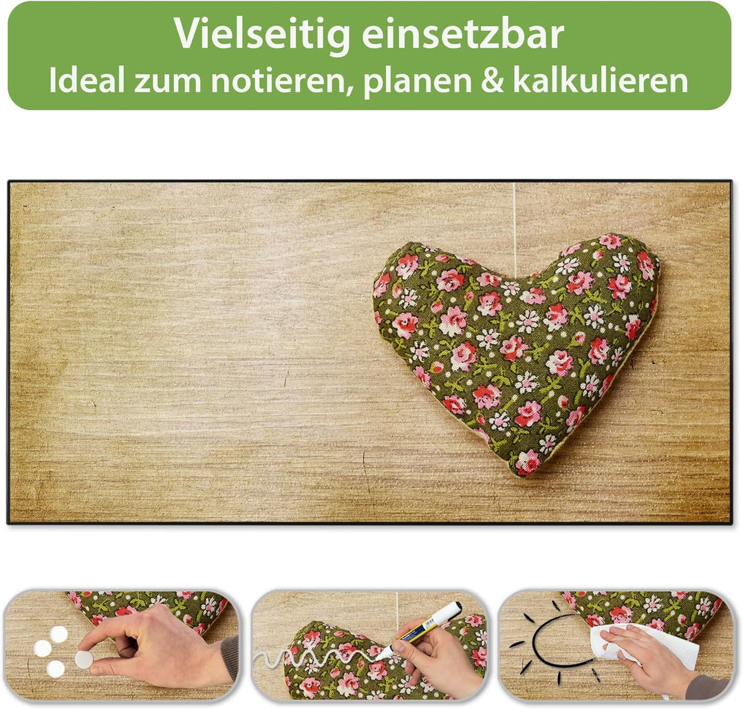 banjado Magnettafel schwarz 78 x 37cm / Magnetwand Metall/Magnetpinnwand als Memoboard/Pinnwand Magn