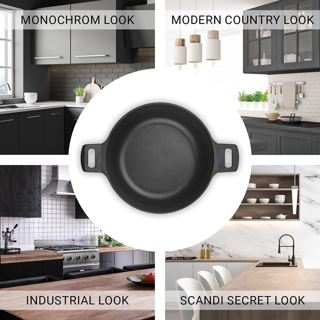 N8WERK Aluguss-Kochtopf mit Hitze Indikator ⌀28 cm, 6,0 Liter | Farbwechsel-Temperaturanzeige, Decke