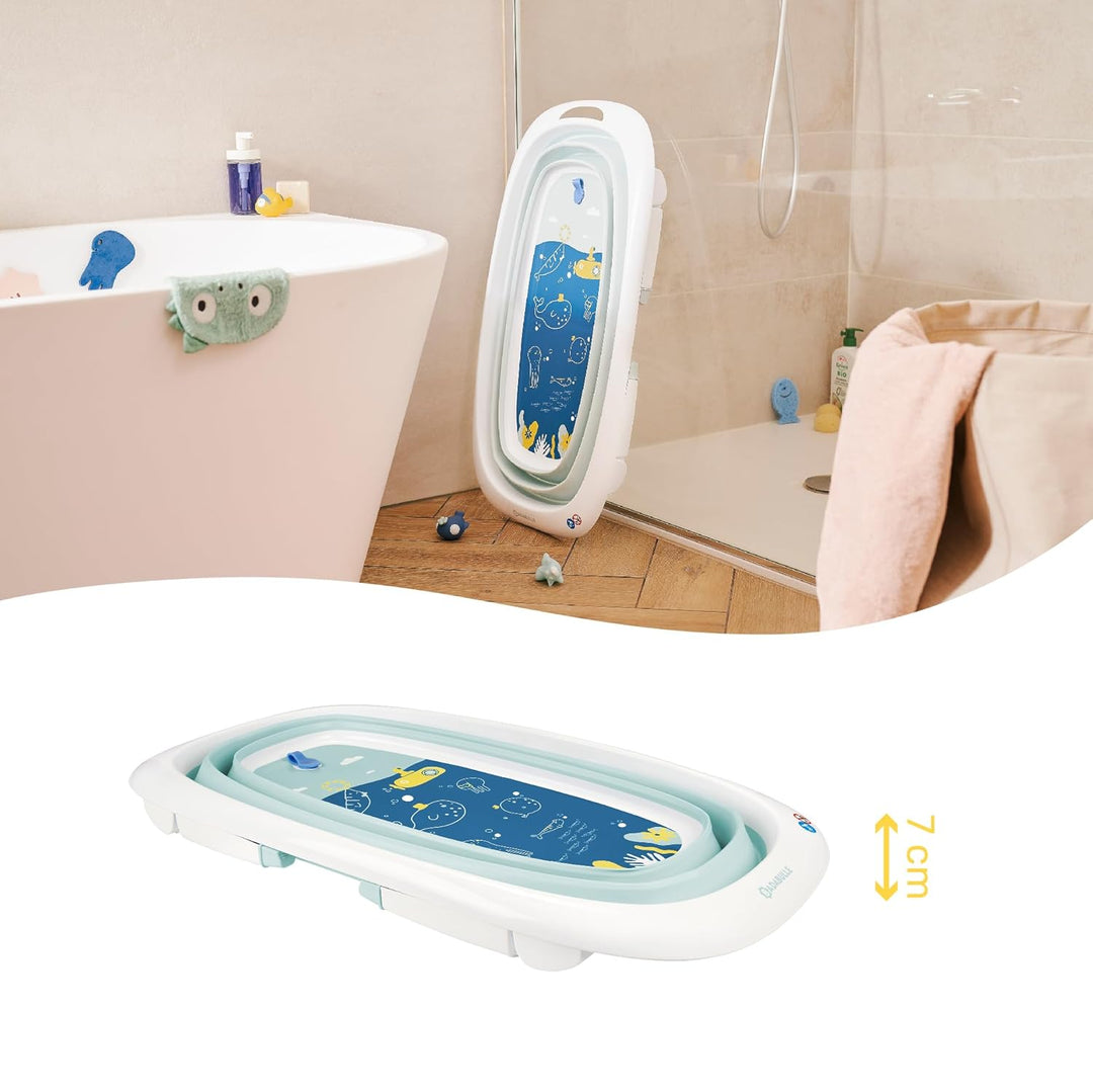 Badabulle Faltbare Babybadewanne - Ultrakompakt - 35L - Rutschfeste Füsse - Abflussstopfen & Tempera