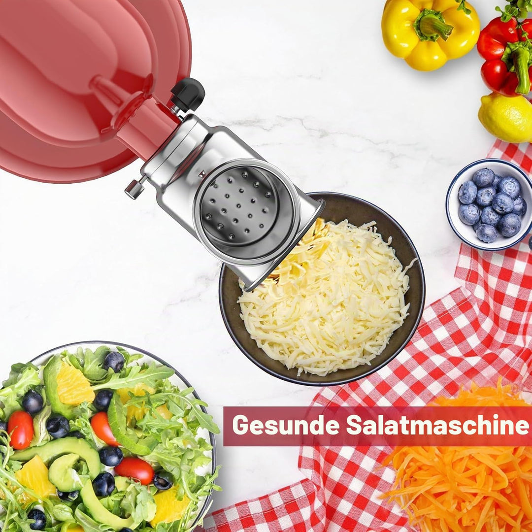 Edelstahl Slicer Shredder Aufsatz für KitchenAid Standmixer, Salatmaschine mit Gemüseschneider, Sala