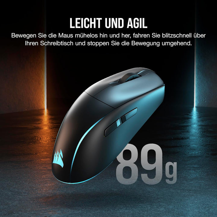 Corsair M75 Wireless RGB Leichte FPS Gaming-Maus – 26.000 DPI – Austauschbare Seitentasten – iCUE-Ko