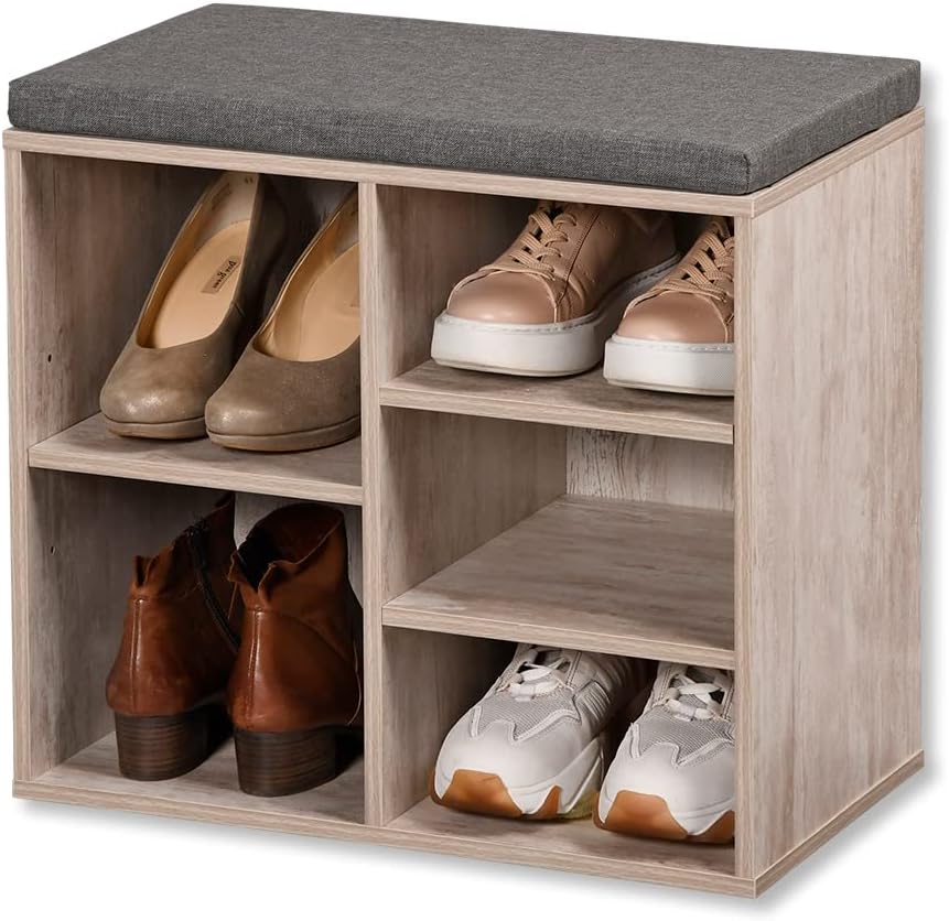 Kesper| Schuhschrank mit Sitzkissen, Material: Spanplatte, Masse: B: 51,5 x H: 48 x T: 29,5 cm, Farb