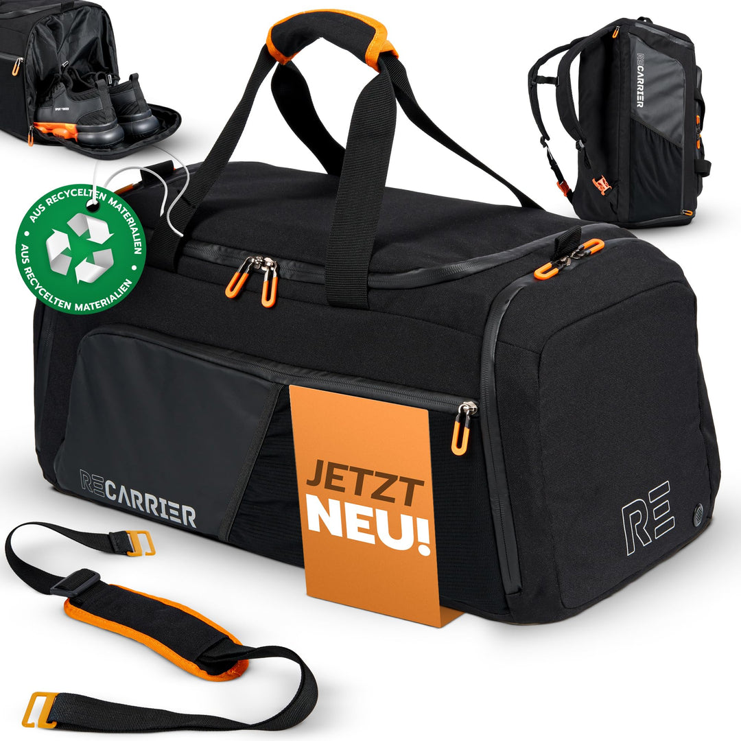 Sporttasche [RECYCELTES PET] 50L – Gym Bag und Rucksack in Einem – wasserdichte Trainingstasche Herr