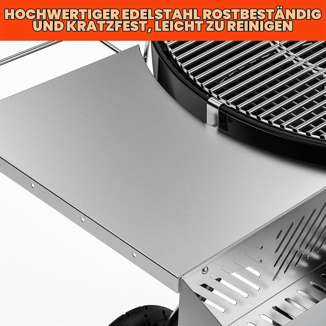 onlyfire BBQ Beistelltisch Outdoor für Weber 57 cm Kugelgrill &amp; Master-Touch Holzkohlegrill, Grill S
